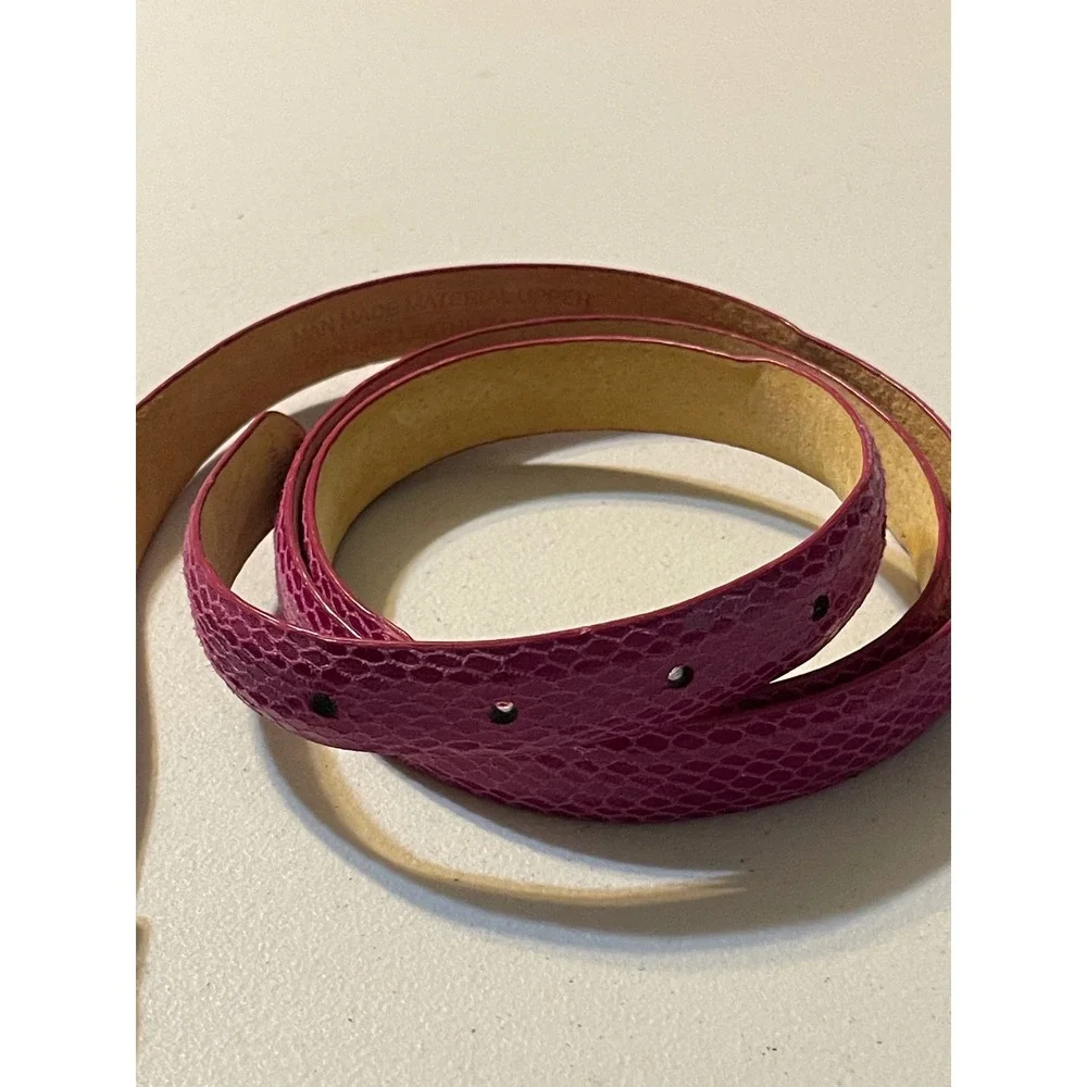 Skinny Belt Women 18/20 Pink Snakeskin Embossed‎ Leather